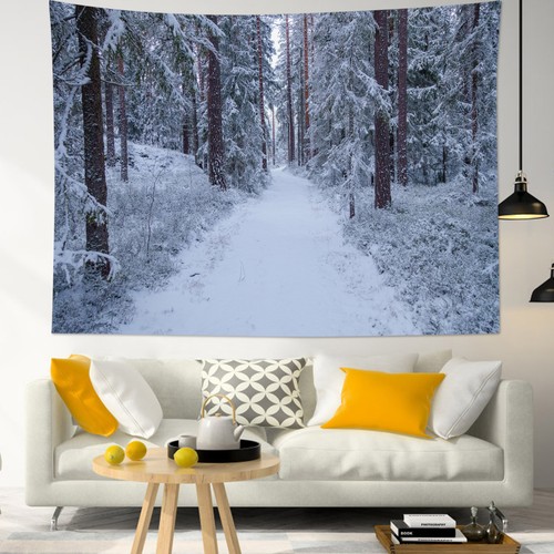 Rustic Farmhouse Pine Tree Winter Forest Tapestry for Bedroom Living Room Dorm - Picture 13 of 13