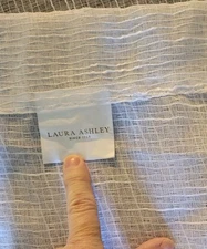 2 Laura Ashley Window 36"x84"  Sheer Panels Light Horizontal Stripes. White EUC
