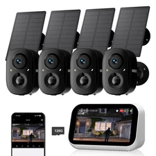 4MP Wireless Color Security Camera System Solar Battery Powered 2-Way Audio