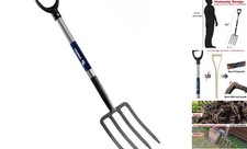 4 Zinken Spaten Grabgabel, Garten Graben Spatengabel geschmiedeter Stahl mit D