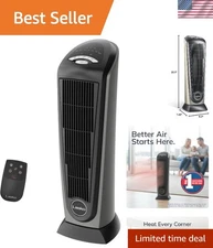 1500W Ceramic Tower Space Heater with Remote & Adjustable Thermostat - Indoor...