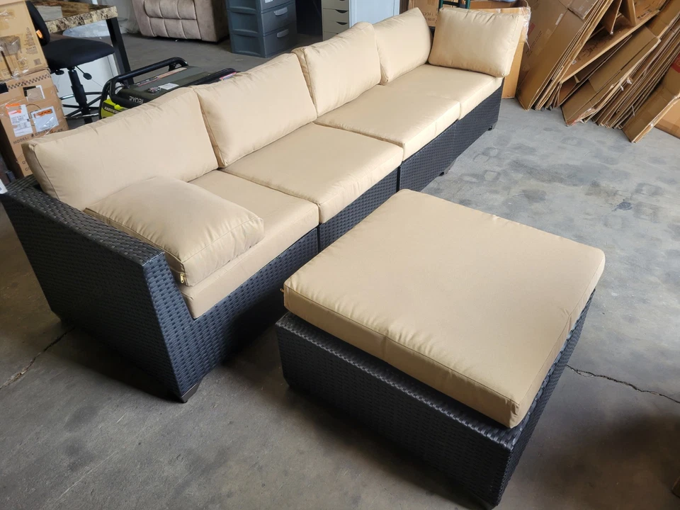 TK Classics Venice 5 Piezas Mimbre Patio Seccional CARGO ENTREGA LTL Foto 3 de 4