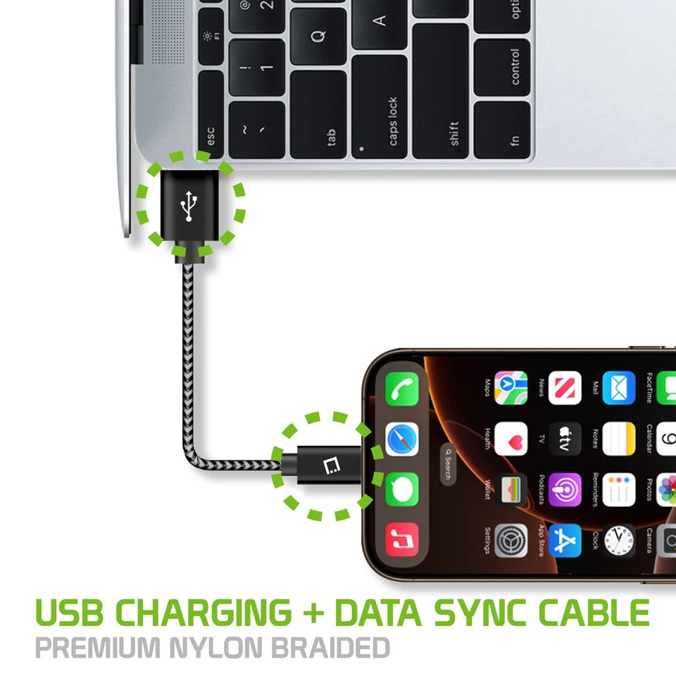 Cellet 3-Pack USB-C to USB-A 5-Inch Short Charging Cables | Nylon Braided Cable - Image 3 of 4