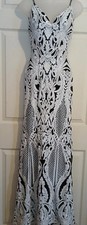 B. Darlin 1/2 Black Dress White Sequin Low Bareback Mermaid Formal Prom Reg $169