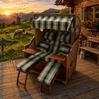 Webavita Strandkorb Romy Mahagoni 2,5 Sitzer Grün / Weiß kariert (B-Ware)