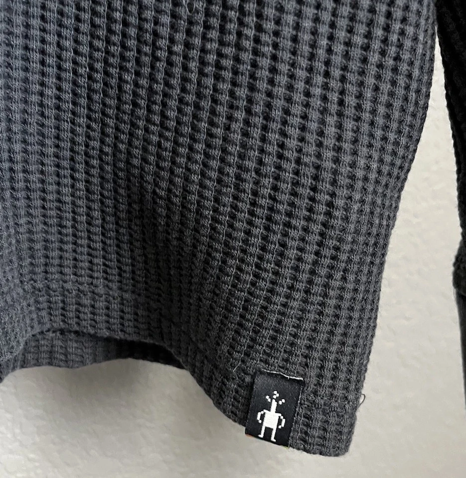 SmartWool Para Hombre M Waffle Henley Sudadera con Capucha Pullover Mezcla Lana Merino - Gris Foto 4 de 4