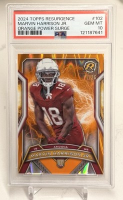 2024 MARVIN HARRISON JR. #'d /25 Topps Resurgence Orange Rookie PSA 10 RC POP 1