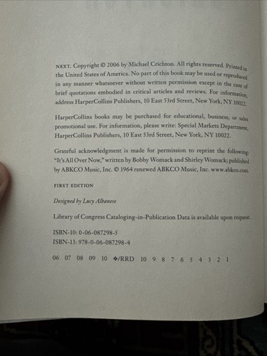NEXT by Michael Crichton 1st Edition 1st Printing HC DJ Signed 2006 New - Picture 6 of 9