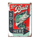 Live Bait Sold Here Vintage Rustic Looking fishing Camping Country Tin Sign