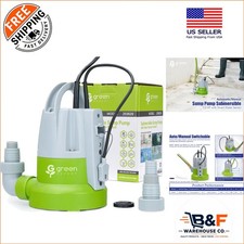 Automated Green 1/3HP Sump Pump - Last-Inch Drainage for Flooded Basements