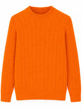 Mens Cable Knit Jumper Crew Neck Warm Winter Sweater Ribbed Long Sleeve Pullover