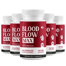 (5 Pack) Blood Flow Max Advanced Blood Support Formula for Healthy Circulation