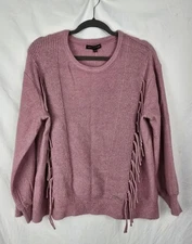 Adrienne Vittadini Plus Size Long Sleeve Crew Neck with Fringes Sweater sz 2X