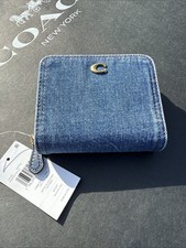 NWT Coach Essential Billfold Denim Wallet CAU96 Brass/Deep Blue 150