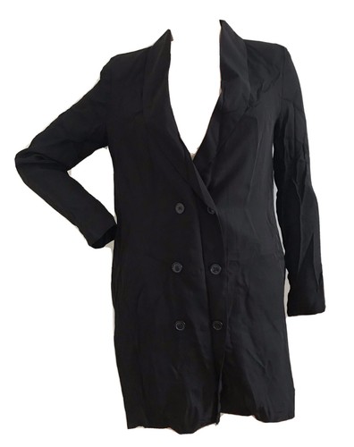 H&M BLACK COAT JACKET BLAZER MINI FORMAL PARTY DRESS UK 8 EU 34 US 4 SMALL NEW - Picture 2 of 12