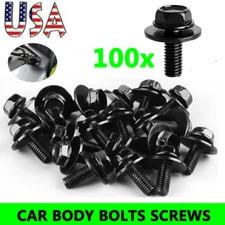 100x Car Body Bolts Screw Fender Fastener M6-1.0x 16mm Long-10mm Hex-17mm Washer