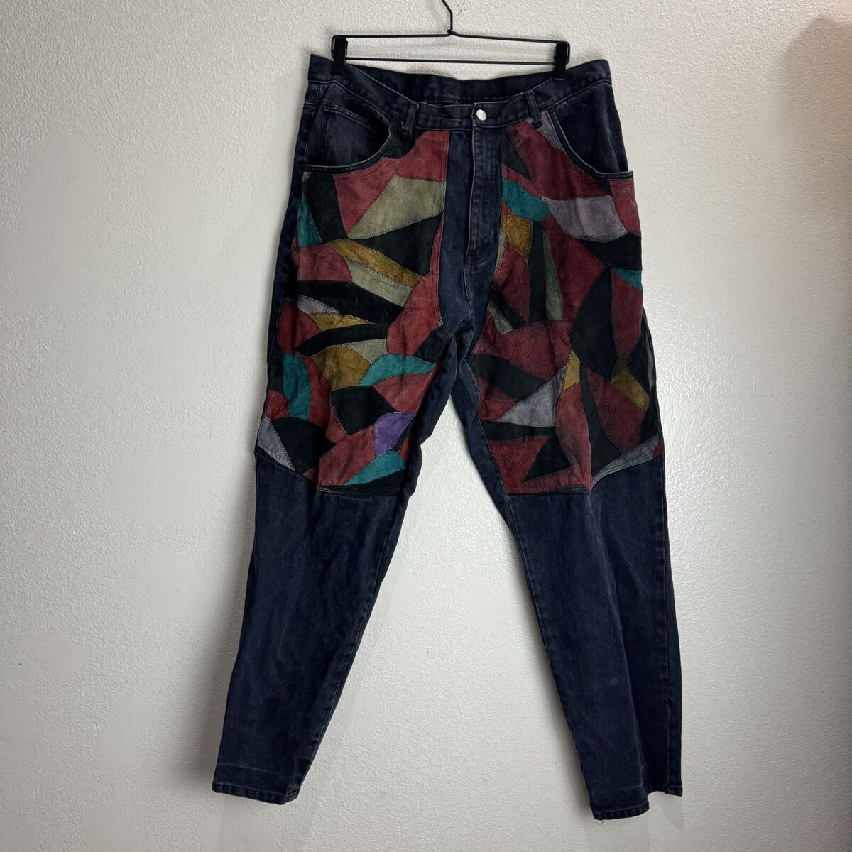 Vintage Machine Jeans Denim Colorblock Suede Patchwork 90s Vintage Machine Jeans Denim Colorblock Suede Patchwork 90s
