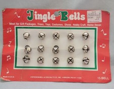 Vintage Criterion Silver Round Jingle Bells Card of 15 Craft Bells 1/2-inch size