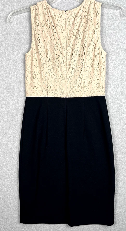 Vestido DKNY Feminino 0 Preto Bege Colorblock Sem Mangas Bodycon Coquetel Chique - Imagem 3 de 4