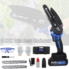 1000W 6" Handheld Cordless Electric Chainsaw Mini Wood Cutter W/ Li-ion Battery