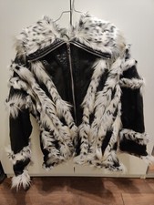 Giambattista Valli H&m Oversized Leather Black Jacket Faux Fur Size S Small