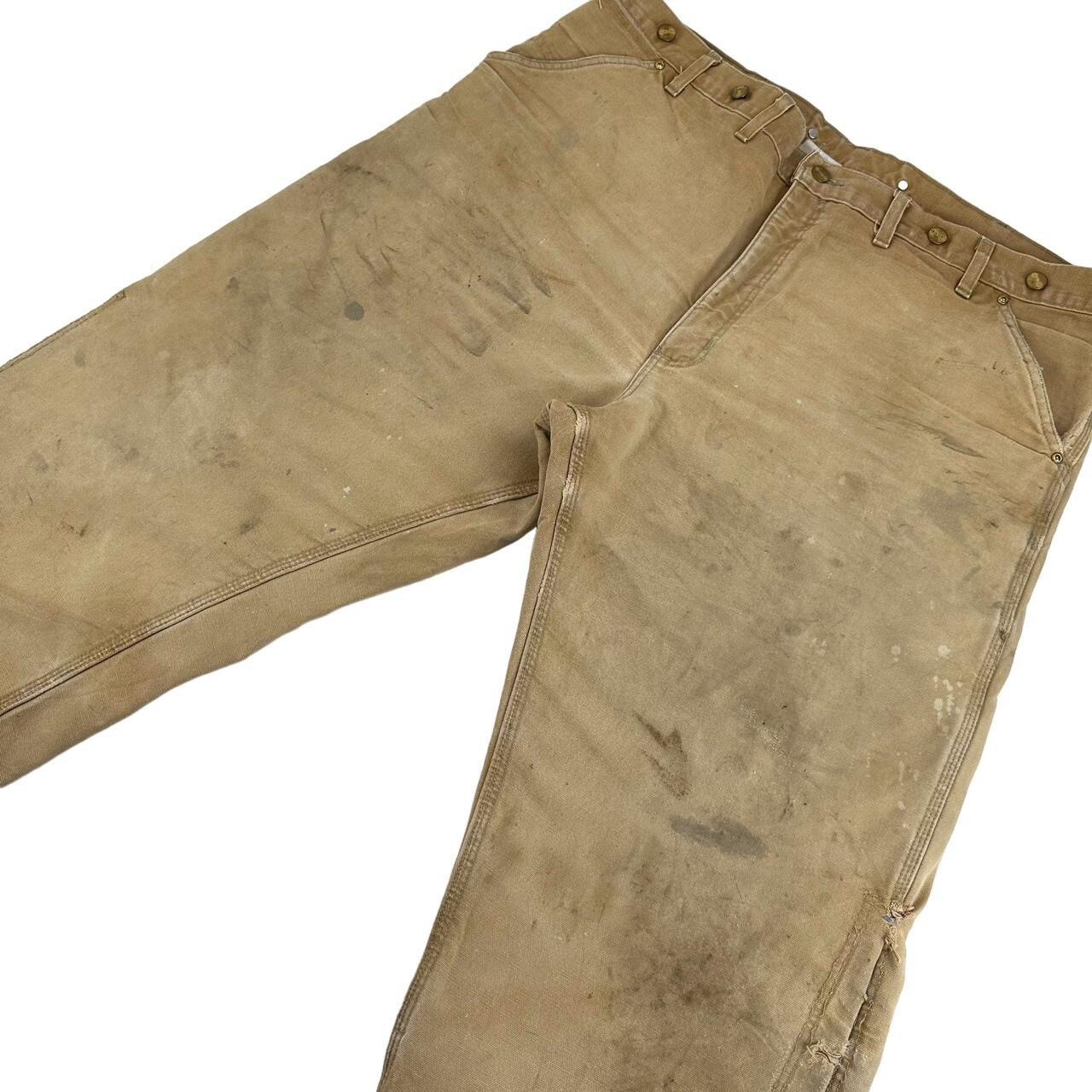 VTG Carhartt B10 BRN Insulated Double Knee Carpenter Jeans Tan W44 L30 (R+TJ483) thumbnail 4