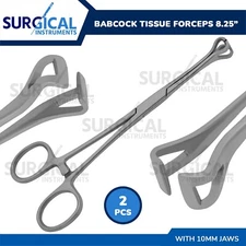 2 Pcs BABCOCK Intestinal Forceps 8.25" With 10mm Jaws Stainless German Grade