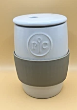 Pampered Chef Ceramic Microwave Egg Cooker -Silicone Sleeve & Lid Cover 1529