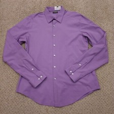 Van Heusen Flex Shirt Mens Large Slim Purple Long Sleeve Button Up Cotton Blend