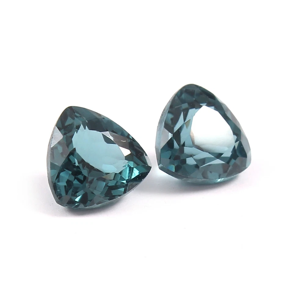 Par de piedras preciosas sueltas de turmalina azul verde indicolita natural corte 8x8 mm Foto 3 de 4