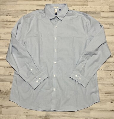 Artefact Button Down Long Sleeve Shirt Slim Fit Stretch Light Blue Men's XXL 2XL