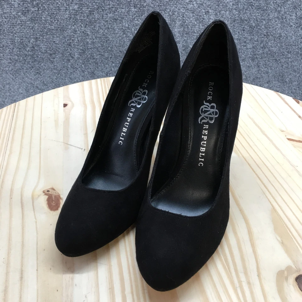 Zapatos de tacón de aguja Rock And Republic para mujer 8 M Gwen sin cordones tela negra Foto 3 de 4