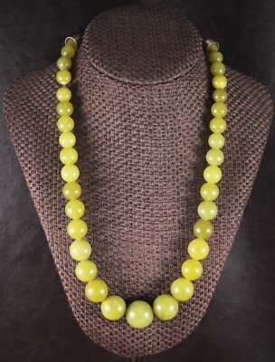 Jay King Graduated GREEN JADE Beaded Statement Necklace Sterling Silver 23'' DTR