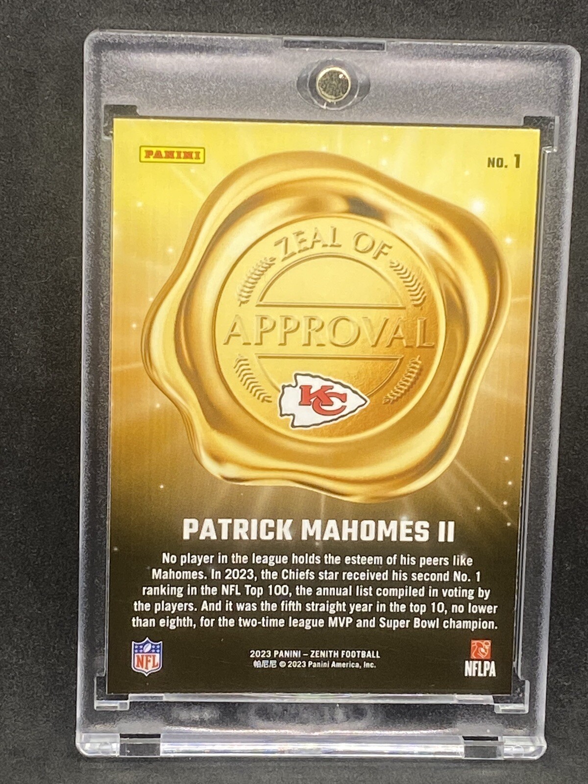 PATRICK MAHOMES RARE GOLD TITANIUM INVESTMENT CARD PANINI  CHIEFS MVP MINT view 2