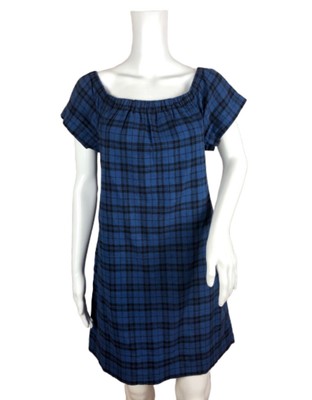 plaid off the shoulder dress