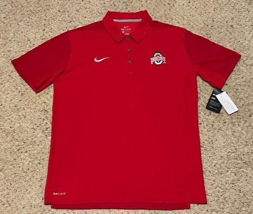 Ohio State Buckeyes Nike Herren Dri Fit Rot Poloshirt Größe Large L Brandneu