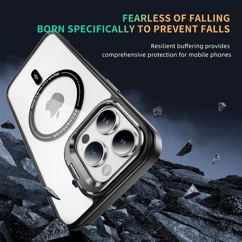 Military-Grade Magnetic Kickstand Shockproof Clear Case fr iPhone 15 ProMax/16e - Zdjęcie 18 z 47