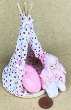 Hand Made Garden Play Tent With Baby Tumdee 1:12 Scale Dolls House Miniature GL