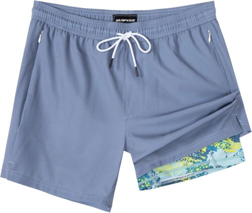 Men's 5" Swim Trunks with Compression Liner & Quick-Dry Swim Shorts
