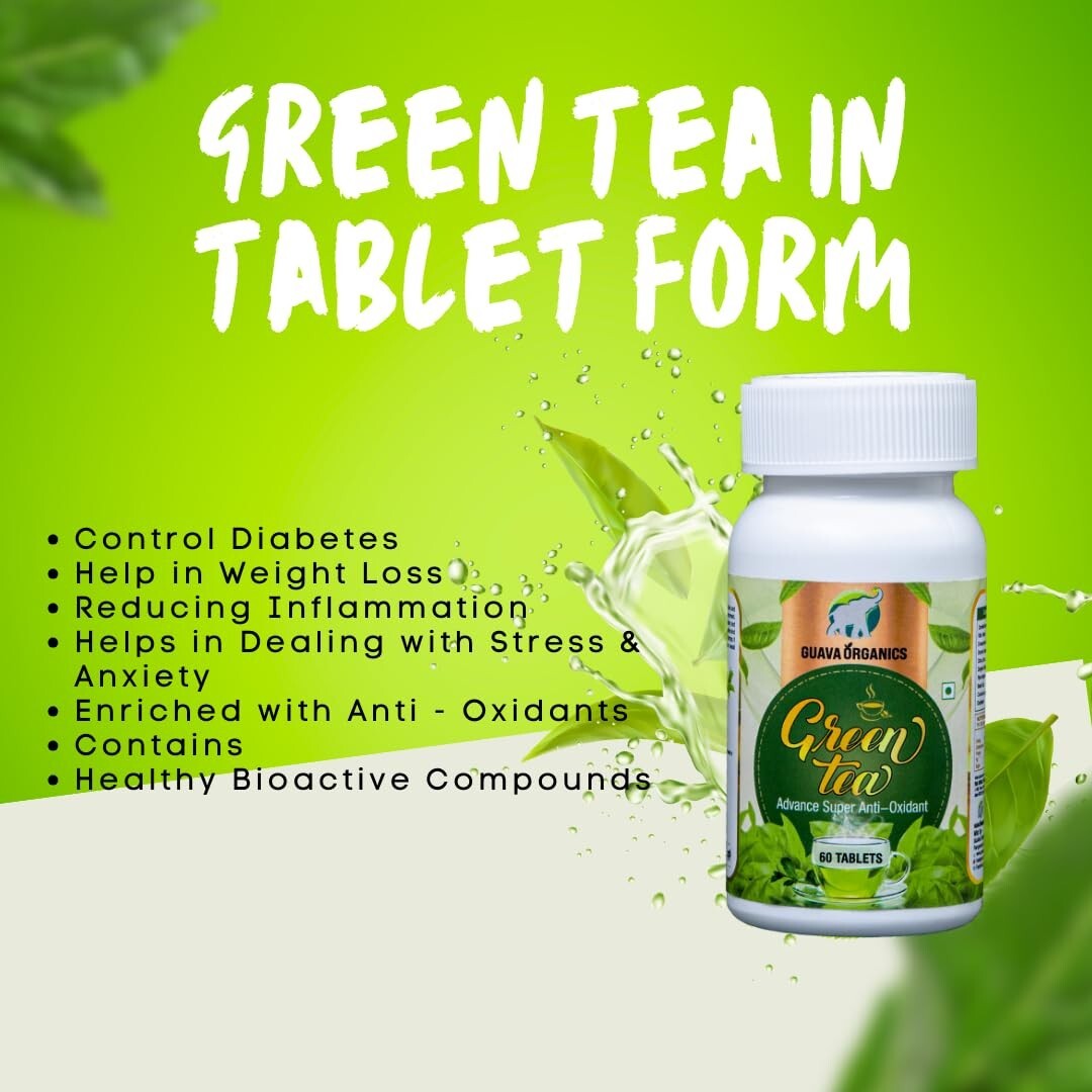 Guava Organics Green Tea Tablets | Weight Loss Supplement 60 Tablets Free Ship