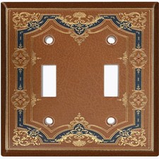 Metal Light Switch Cover Wall Plate For Room Victorian Brown Blue Frame FRA068
