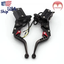 Black CNC Brake Clutch Master Cylinder Hydraulic Levers Reservoir 7/8" 22mm Set
