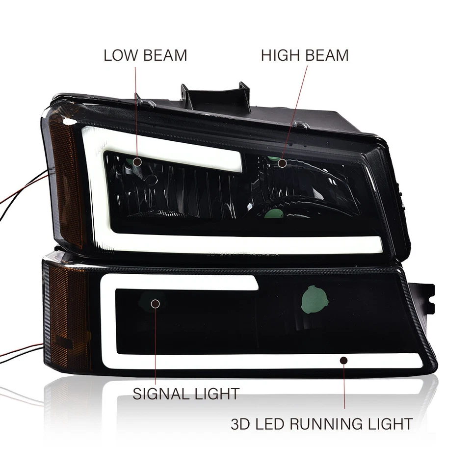 Fit For 2003-2007 Chevy Silverado LED DRL Headlight Bumper Lamps Tail Lights New - Image 3 of 4