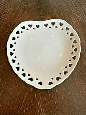 Vintage Fine White Porcelain Plate Heart Shape HIC Harold Import Company Japan