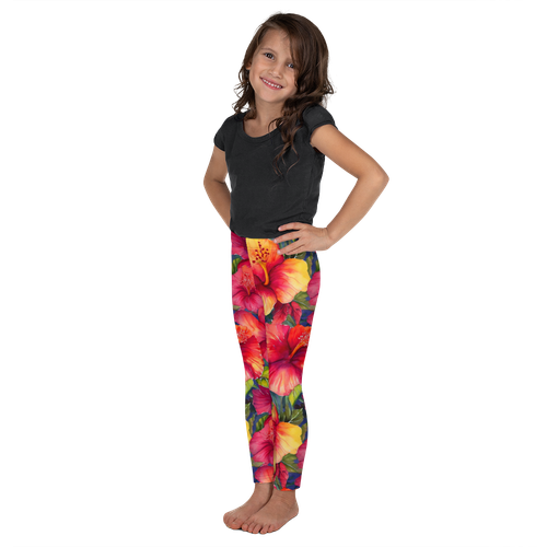 Kids Tropical Flowers Leggings #1 - Baby Girls Boys Teens Hibiscus Island Floral - Picture 28 of 29