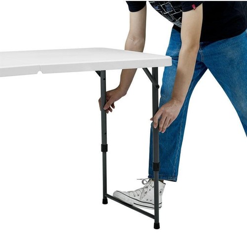 Adjustable Height Folding Table Portable Stain Resistant Outdoor Indoor Use - Picture 3 of 16