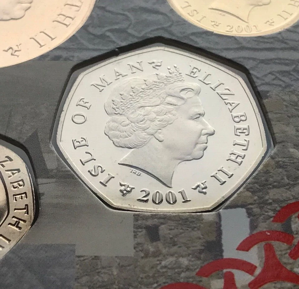 2001 ISLE OF MAN CHRISTIANITY ON MANN HOLY CROSS FIFTY 50 PENCE COIN DIE AA BU - Image 2 of 4