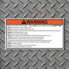 3 Tall X 6 Wide Trailer Towing Checklist Warning Vinyl Decal Sticker Safety
