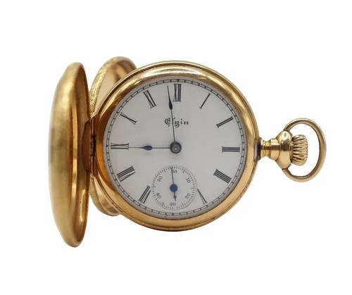 Antiguo reloj de bolsillo Elgin de 15 joyas de oro amarillo macizo de 14k para mujer. Funciona perfecto - Imagen 6 de 6