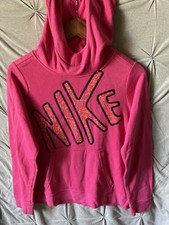 Nike Girl's Sportswear Hoodie Vivid Pink XL Hooded Graphic Logo